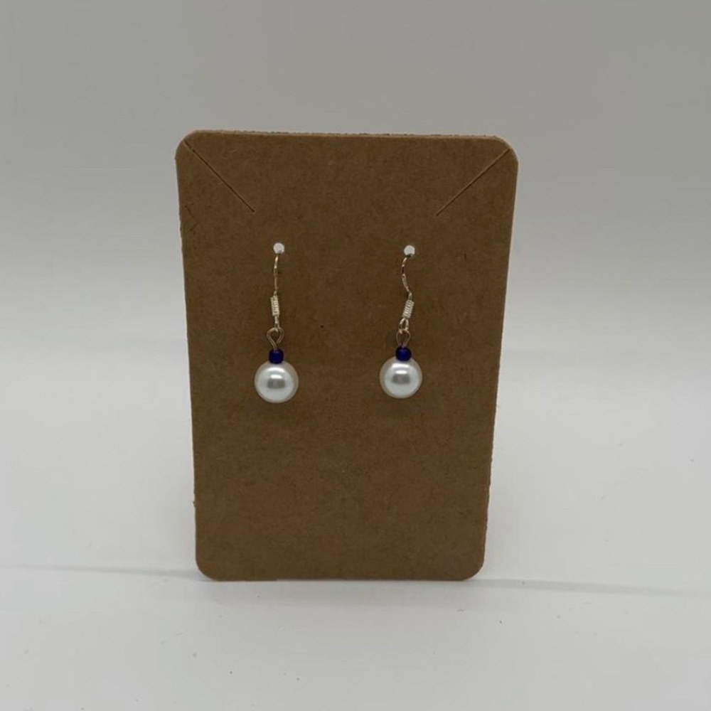 Pearl and Navy Blue Earrings